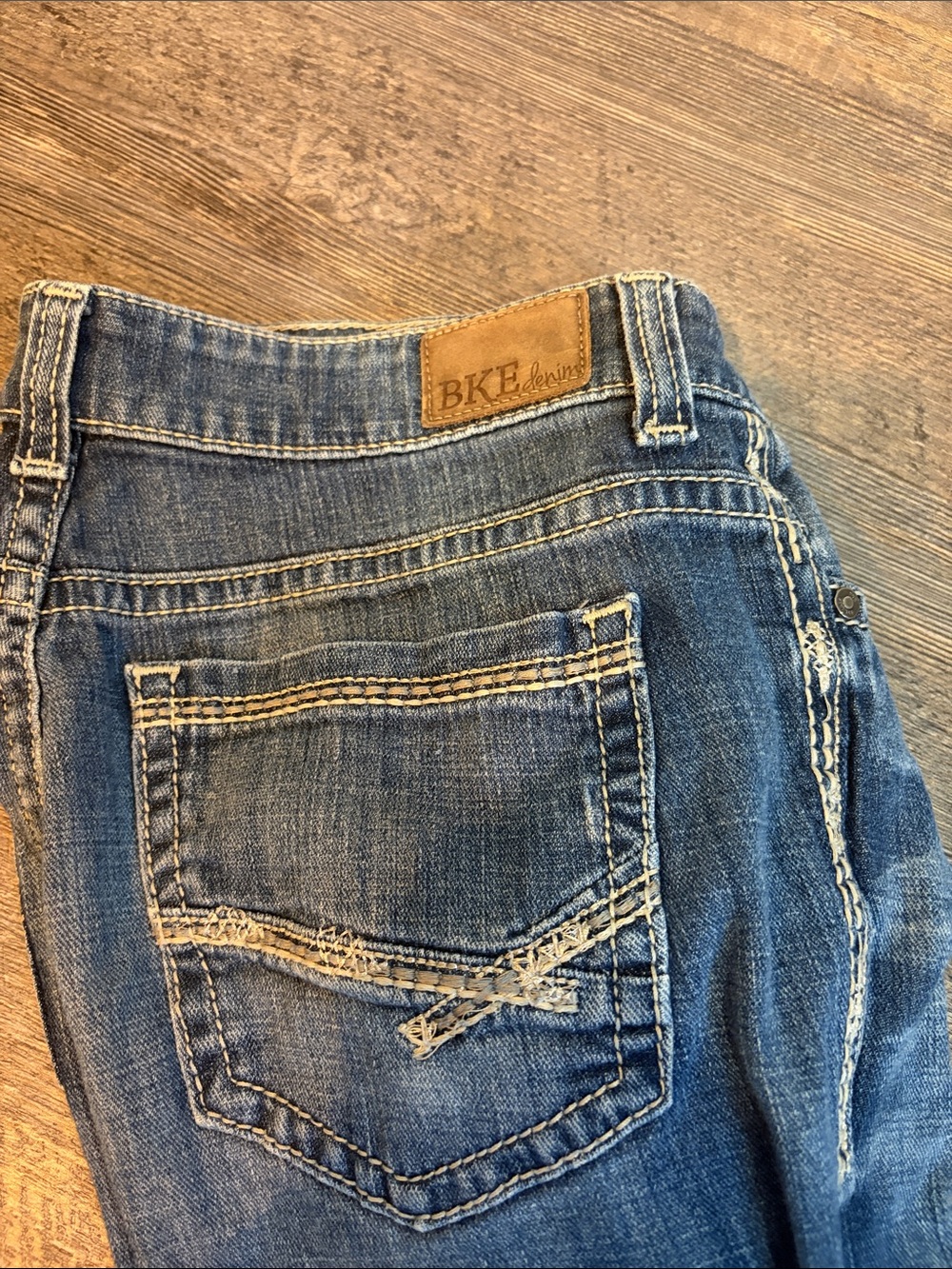 BKE Women's Dark Blue Bootcut Jeans with Faded Detail - Picture 2 of 5